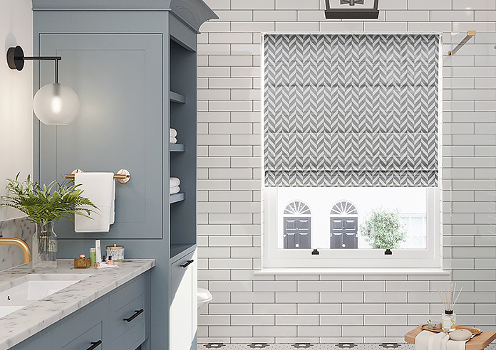 Chevron Stripe, Grey - Motorised Roman Blind - Image 3